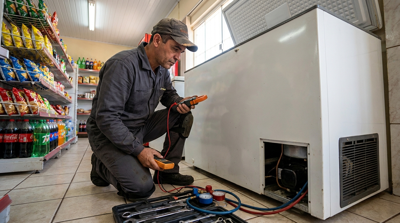 Reparo na placa eletrônica do freezer em Santa Maria‑RS